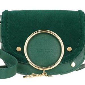 See By Chloe Mara Shoulder Bag Velvet Leather Woodsy Green
